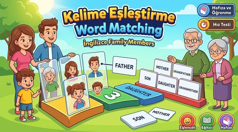 Kelime Eslestirme - Aile Uyeleri - 1. Sinif Oyunu