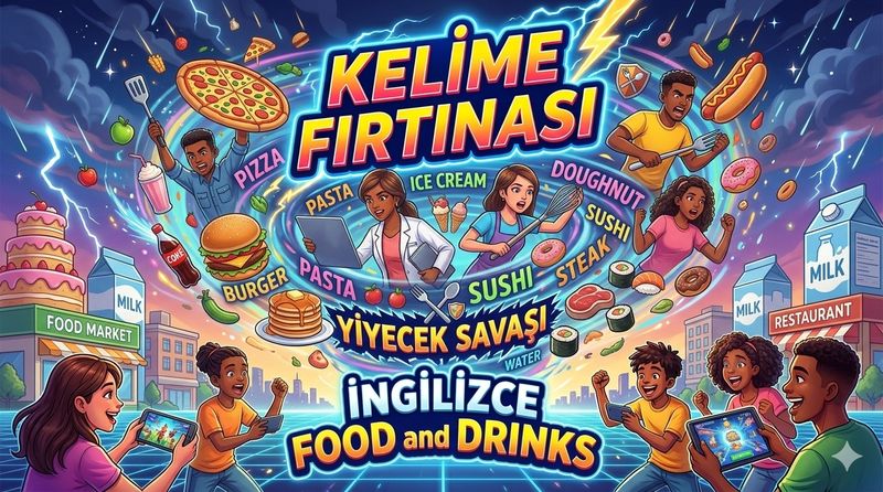 Kelime Firtinasi - Yiyecek Savasi - 3. Sinif Oyunu